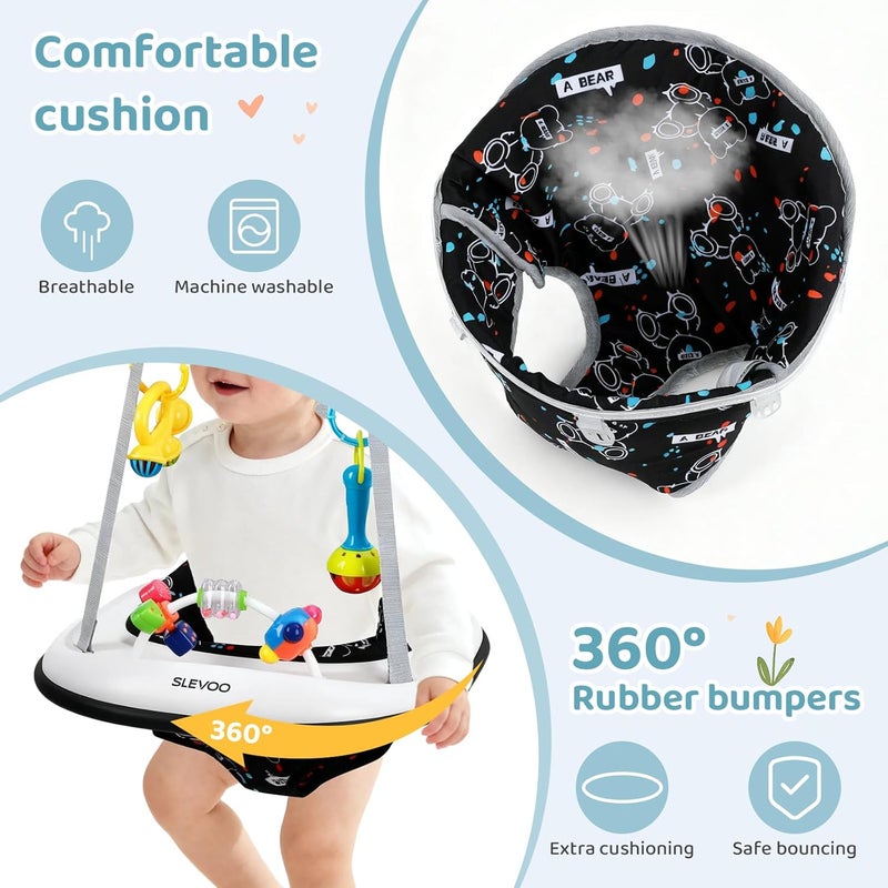 Slevoo Baby Jumper, Baby Door Jumper with Bumper, Play Tray and Two Jingle Rattles, Quiet Bear - Image 3